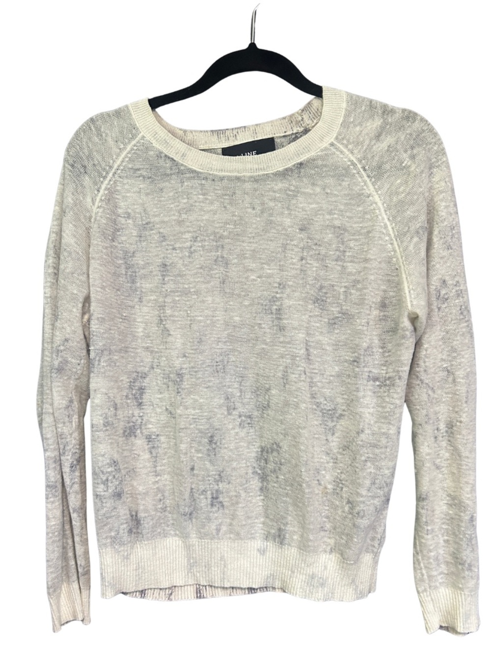 Line the Label 100% Linen Sweater, 
Small, White, Blue Marble, Sheer, Layered